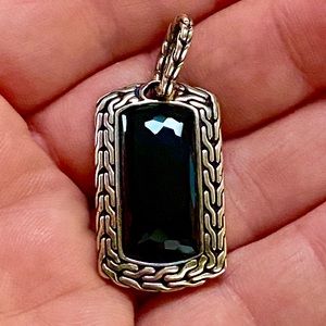 John Hardy Black Onyx Dragon Dog Tag Pendant